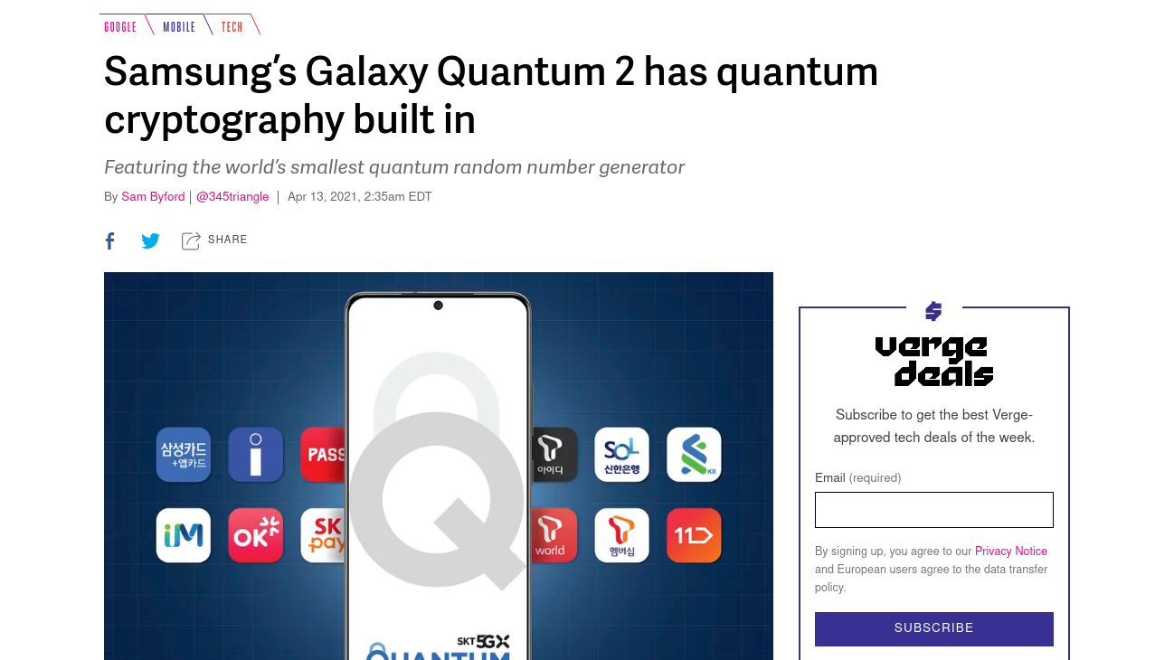 Quantum Cryptography in Cell Phones? No.