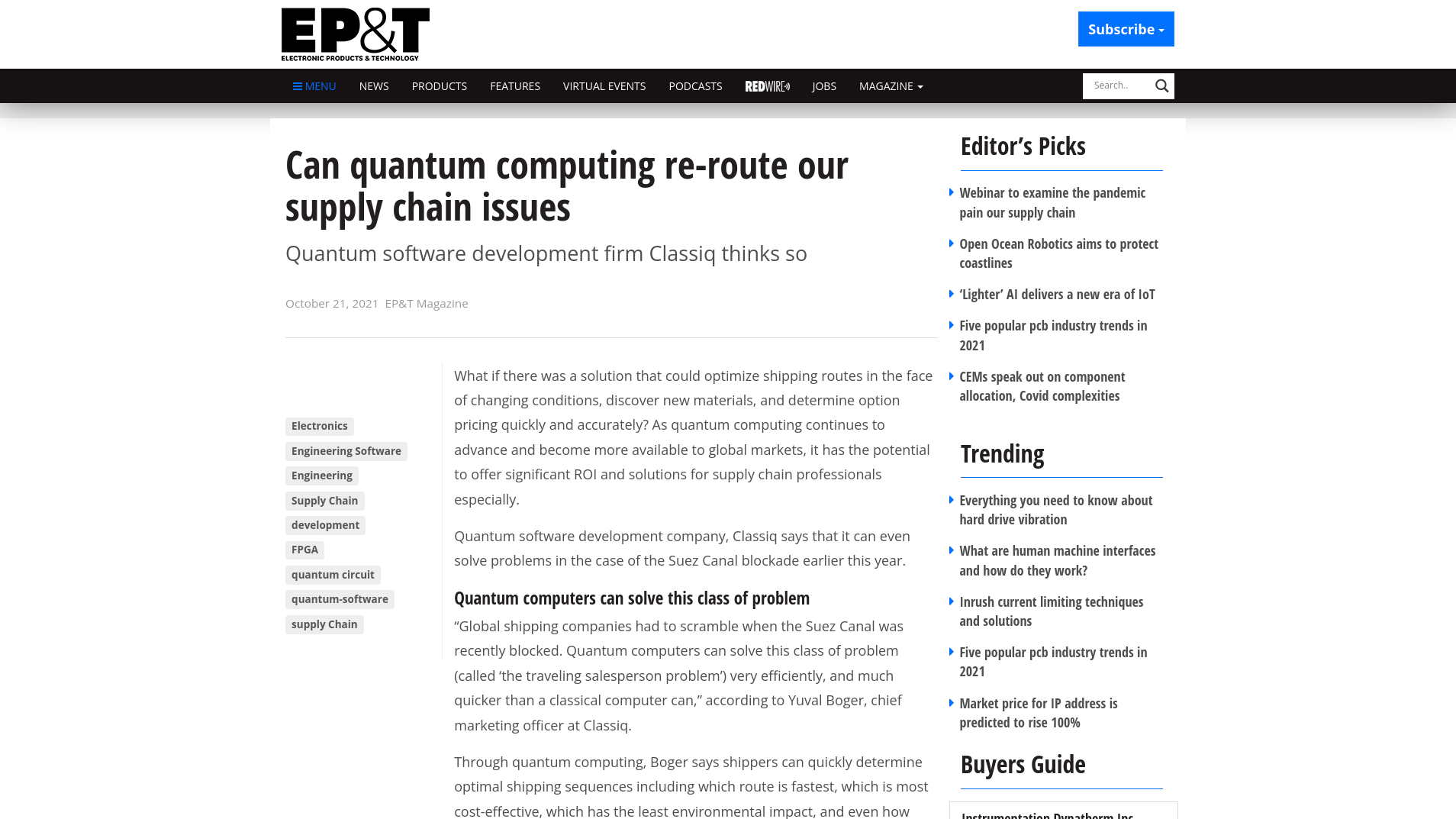 Chief Marketing Officer Gives Misleading Remarks about Quantum Solving Supply Chain Issues
